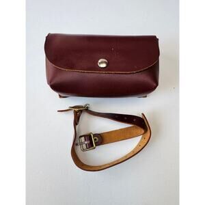 Handmade Leather Belt Pouch Brown Snap Case Utility Small Bag